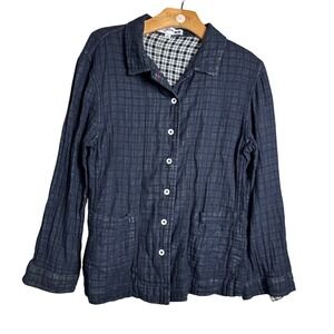 UNIQLO La Fressange Paris Women's Checkered Long Sleeve Button Up Jacket plaid